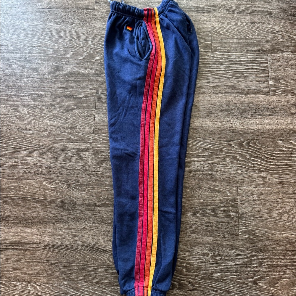 Aviator Nation Men’s Sweatpants Navy with Red and Yellow Stripes